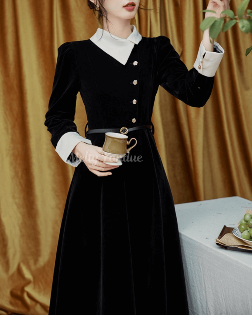 《便利なベルト付き》漆黒の夜会に咲くワンピース