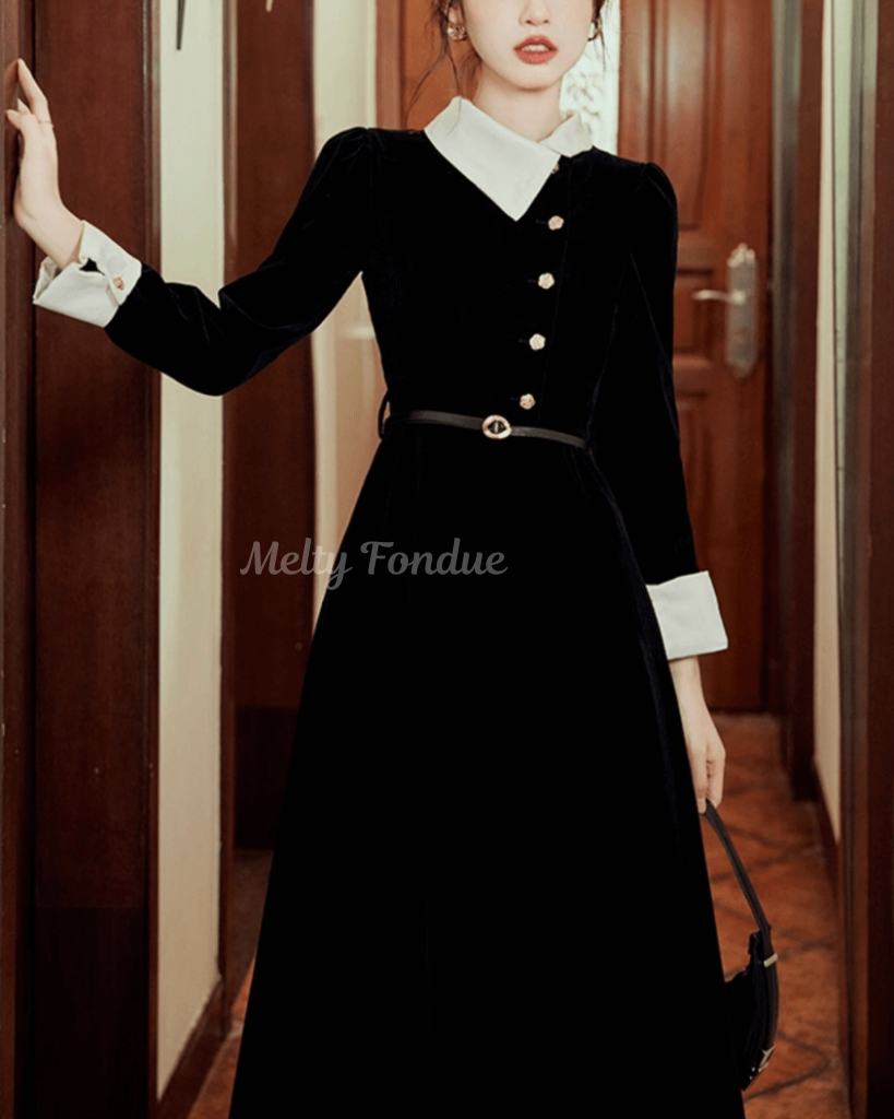 《便利なベルト付き》漆黒の夜会に咲くワンピース