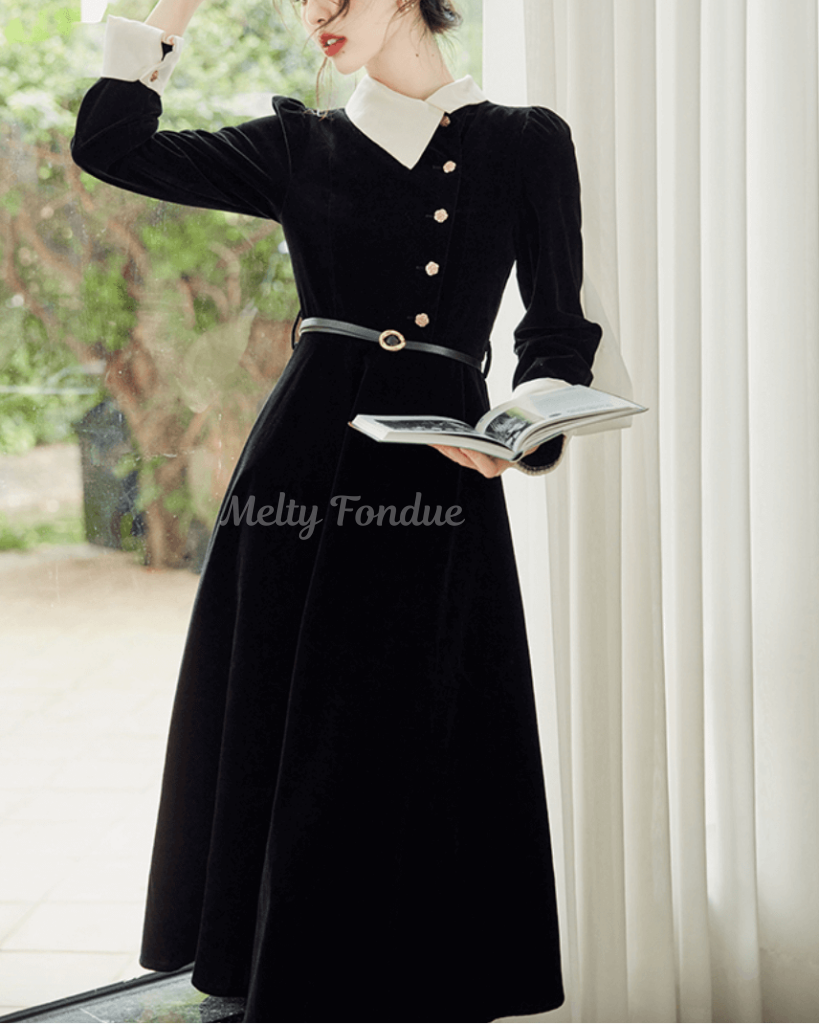 《便利なベルト付き》漆黒の夜会に咲くワンピース