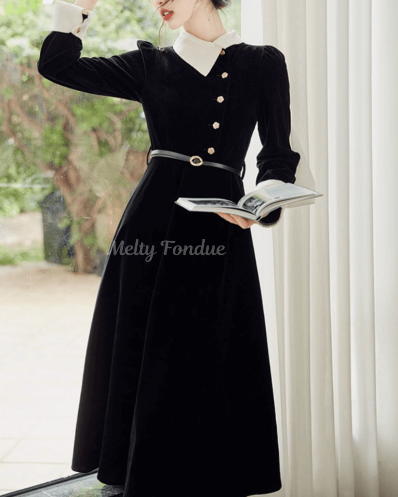 《便利なベルト付き》漆黒の夜会に咲くワンピース