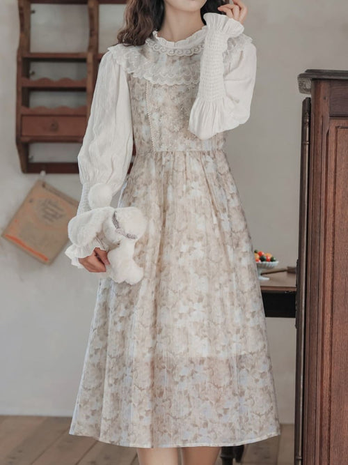 【ブラウスとジャンパースカートの2点セット】思い出の夢日記ワンピース
