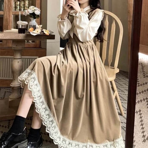 《存在感のある上品シルエット》喫茶店で見かけたお嬢様のワンピース（全2色）