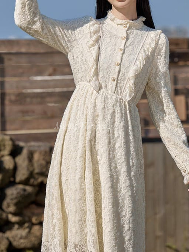 公式】【風が透ける、優美なレース】高貴なお嬢様の昼下がりワンピース