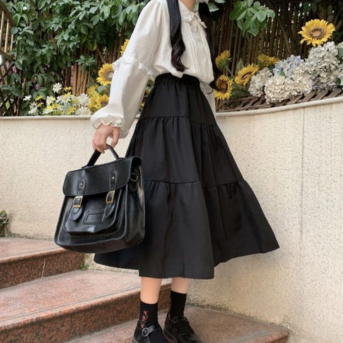 【ふんわりエアリー】ときめく出会いのティアードスカート（全2色）