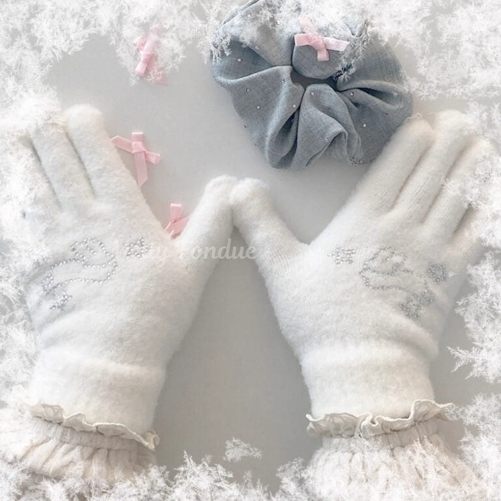 恋する雪うさぎの手袋