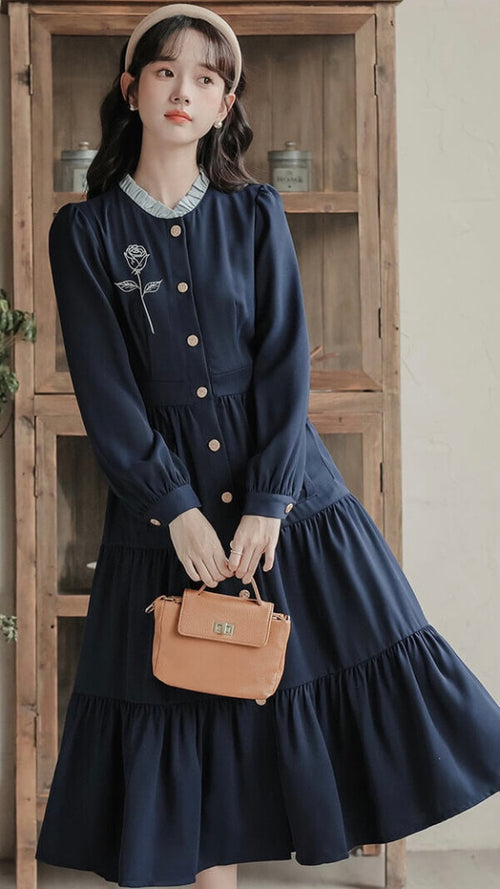 《甘さ控えめ、品のある装い》貴方に伝えたい一輪の想いワンピース