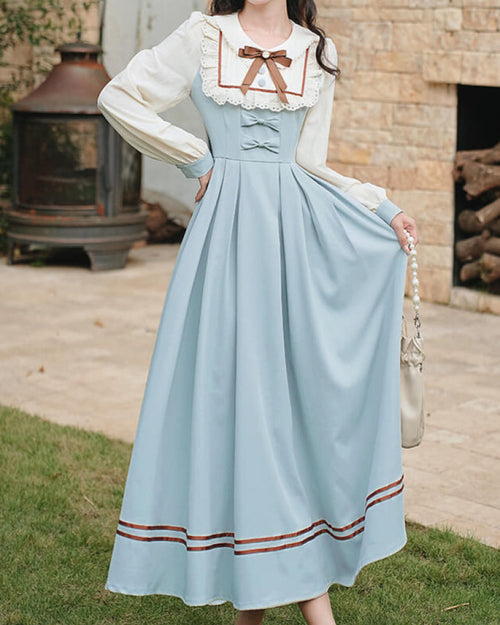 《甘さの中に品を添えるクラシカルな一枚》陽だまりとリボンのガーデンワンピース