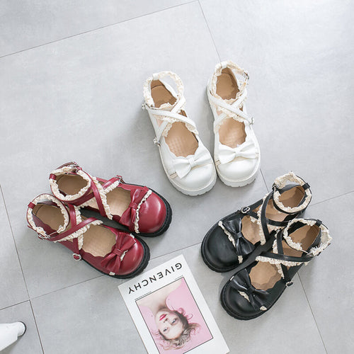 《甘さと快適さを両立したフラットシューズ》恋の揺らめきリボンシューズ（全3色）