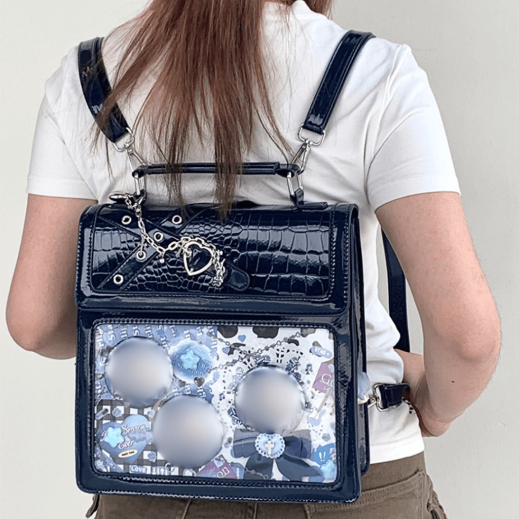 【ハンド/ショルダー/リュック 3way仕様】秘密の想いを閉じ込めた痛バッグ（全2色） ブラック