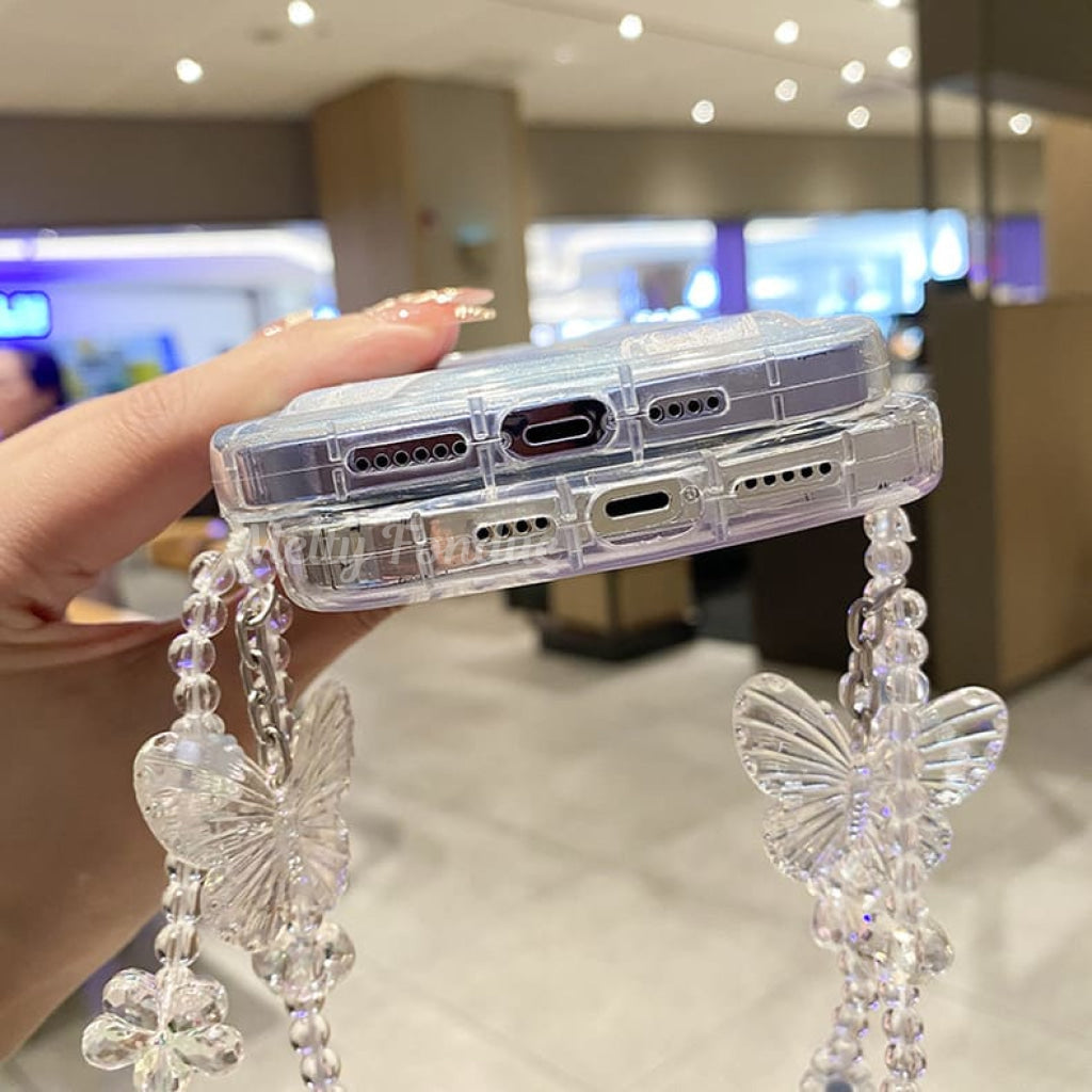 iPhone全機種対応 ゴールド蝶が舞う幻想的スマホケース高級感あふれる光と水面 金箔 ハイクオリティ スマホケース（ 蝶の舞 ） 金箔アート 丨
