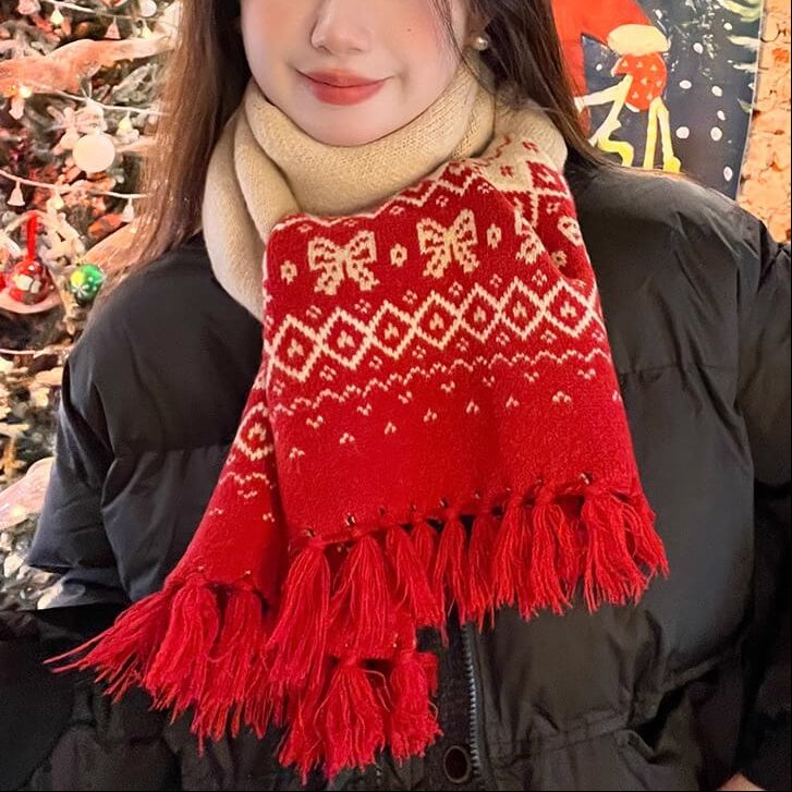 【ぬくもりリボン編み】雪の森で出会うリボンの約束マフラー（全4色）