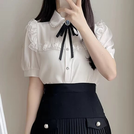 《選べる2カラー》星屑のティアラを宿すブラウス（全2色）