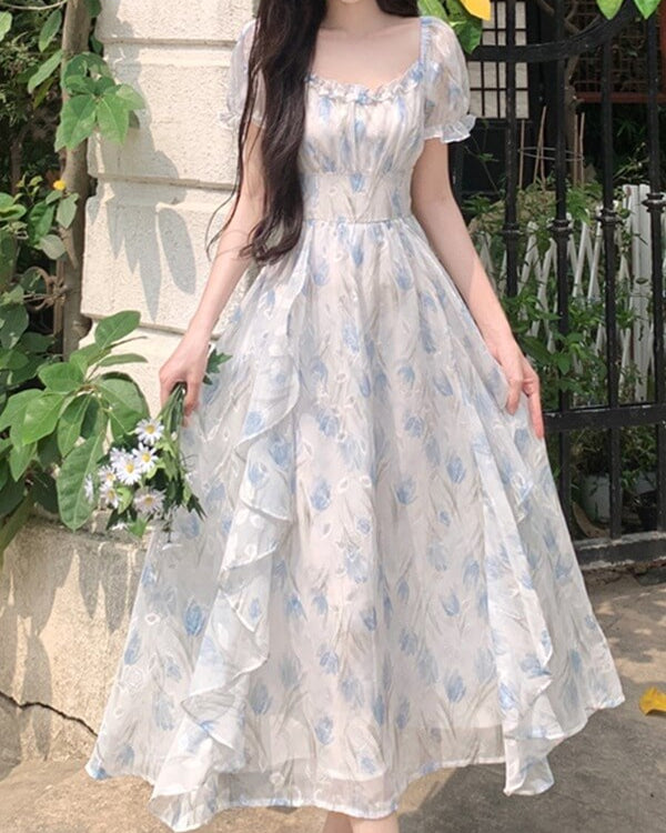 《選べる2カラー》夢咲く庭園のプリンセスワンピース（全2色）