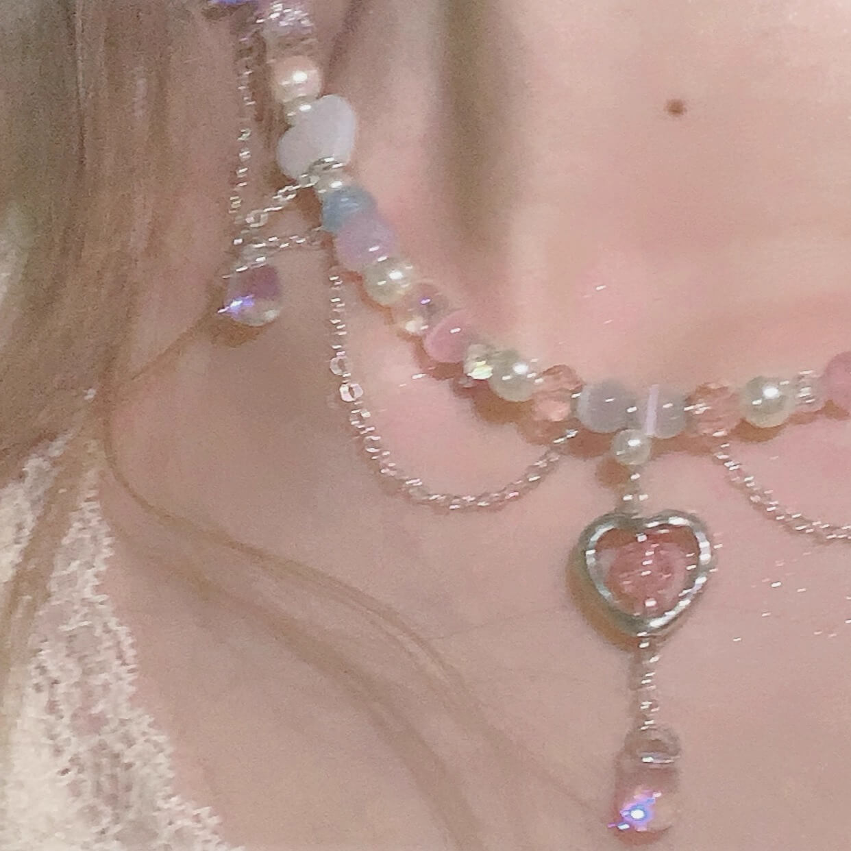 恋色シュガーハートのきらめきネックレス