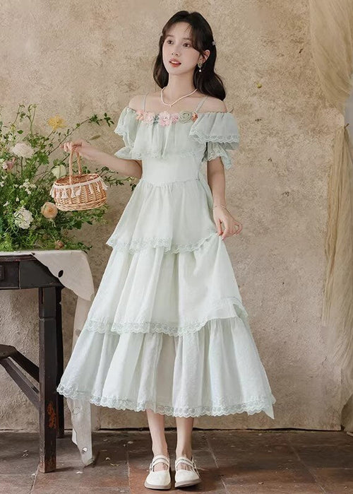《ふんわりお姫様スカート》おとぎ話の花園ティアードワンピース