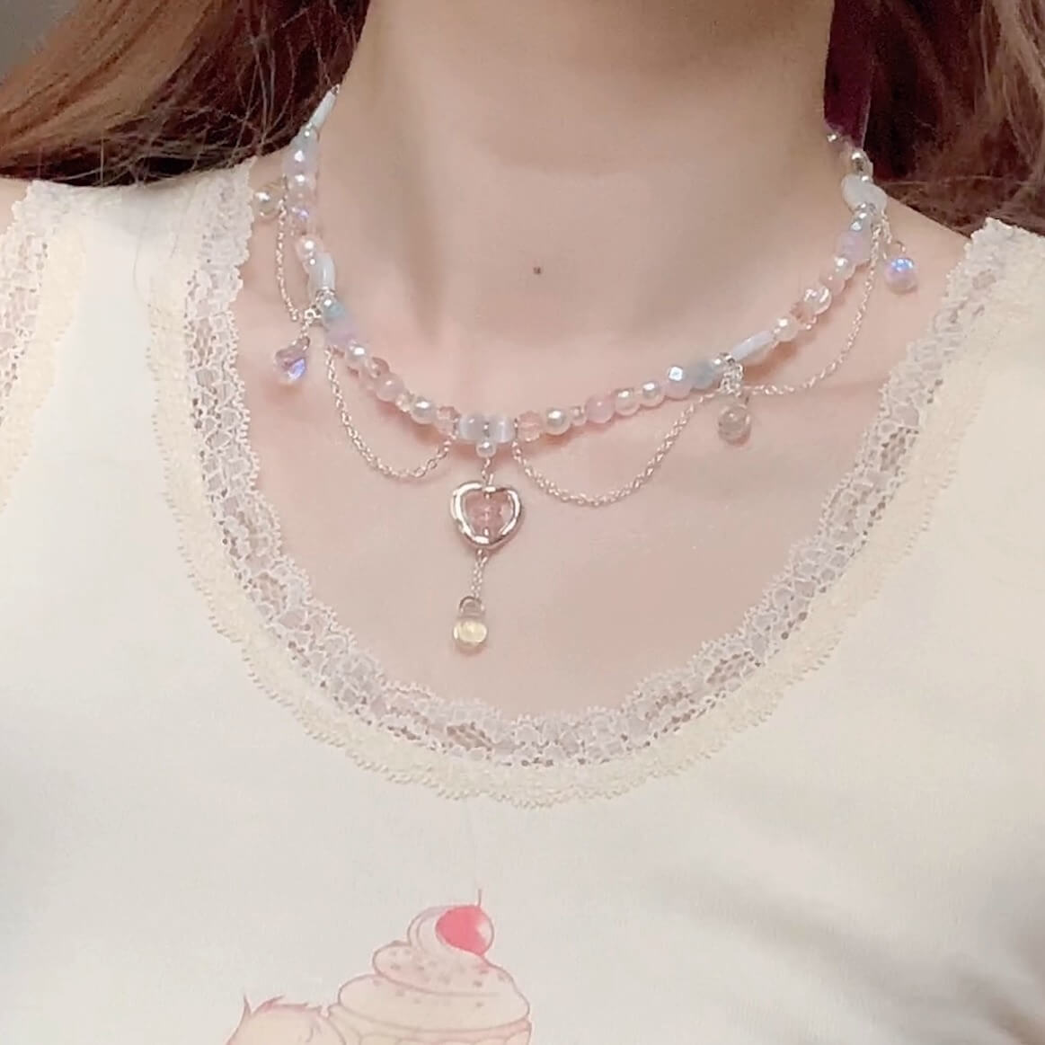 恋色シュガーハートのきらめきネックレス