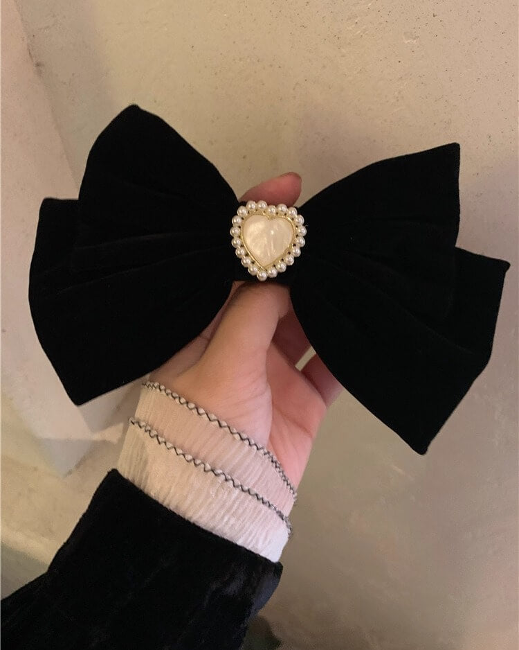 漆黒のときめきハートリボンバレッタ