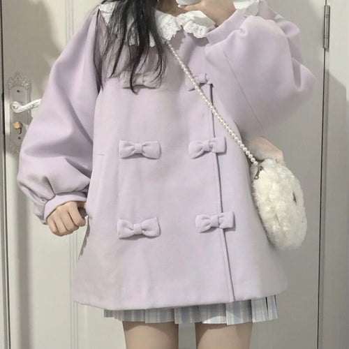 《リボンでときめく冬コート》小さな約束かわすラベンダーコート