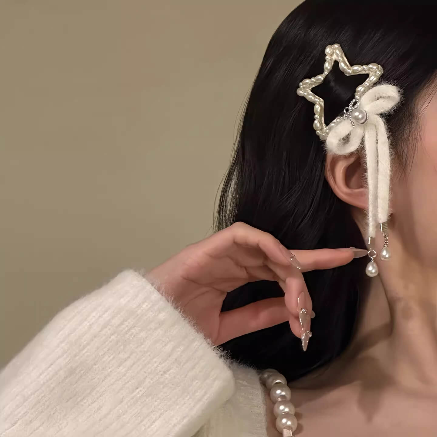 【2点セット】夜空にきらめくスターリボンヘアピン