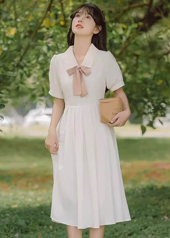 《選べるリボンカラー》風にほどける午後のリボンワンピース（全2色）