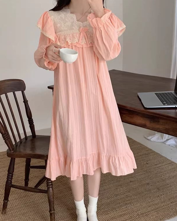 【選べる2タイプ】月明かりのレースと夢語りルームウェア（全2色）