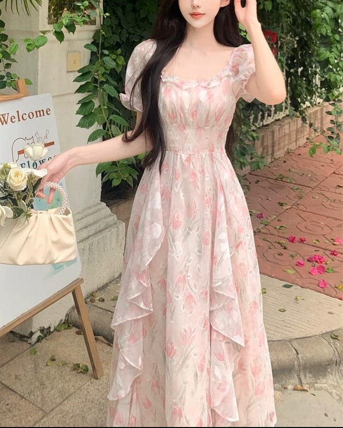 《選べる2カラー》夢咲く庭園のプリンセスワンピース（全2色）