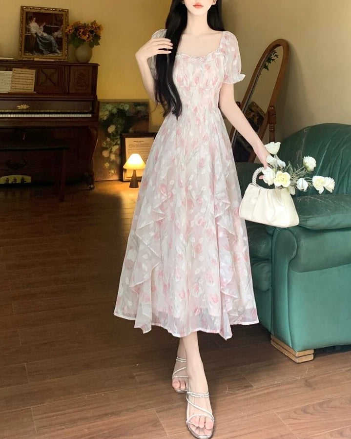 《選べる2カラー》夢咲く庭園のプリンセスワンピース（全2色）