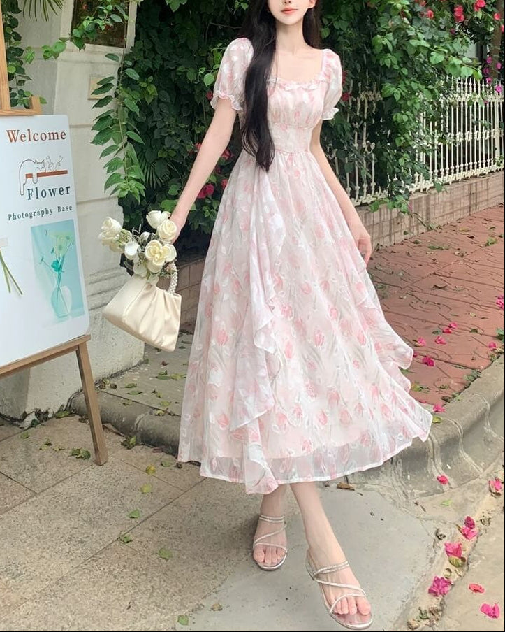 《選べる2カラー》夢咲く庭園のプリンセスワンピース（全2色）