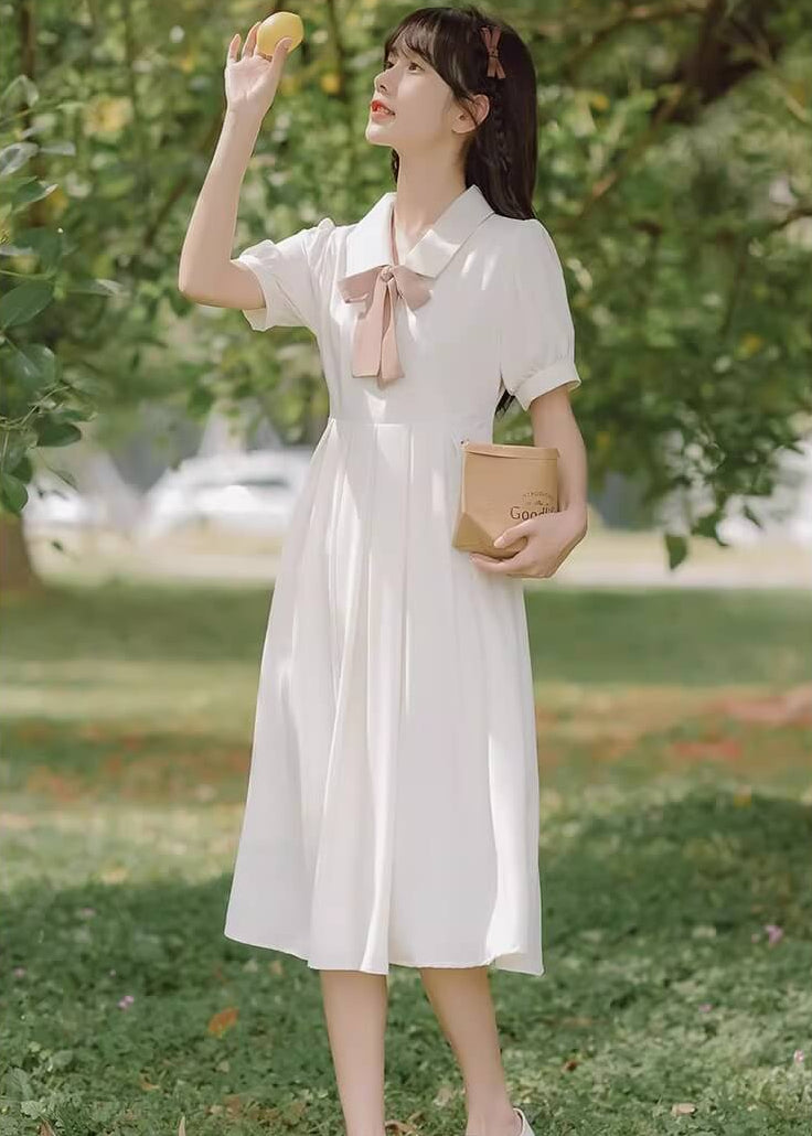 《選べるリボンカラー》風にほどける午後のリボンワンピース（全2色）