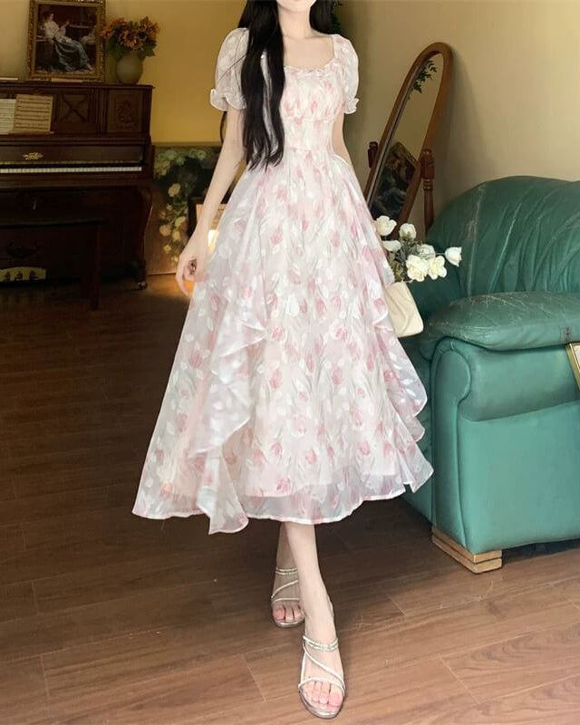 《選べる2カラー》夢咲く庭園のプリンセスワンピース（全2色）