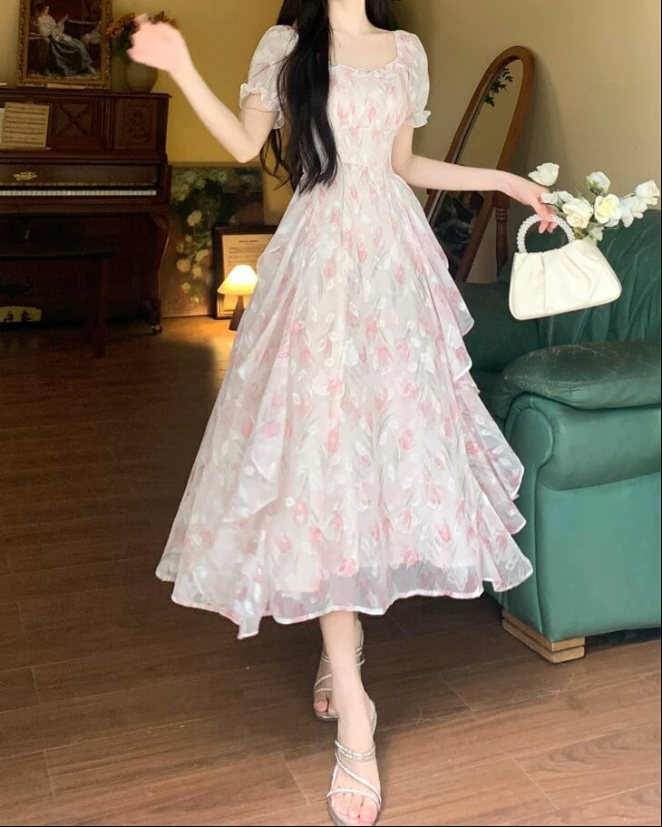 《選べる2カラー》夢咲く庭園のプリンセスワンピース（全2色）