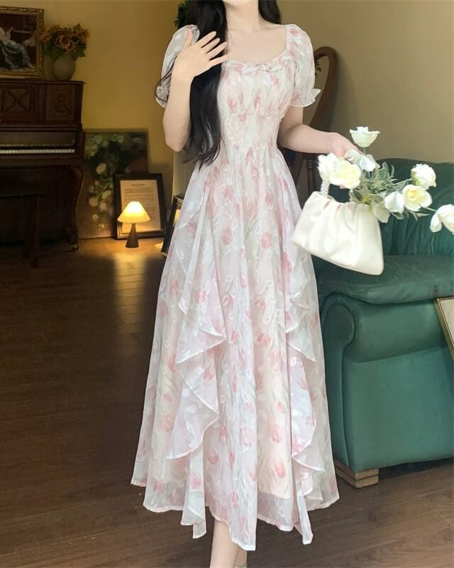 《選べる2カラー》夢咲く庭園のプリンセスワンピース（全2色）