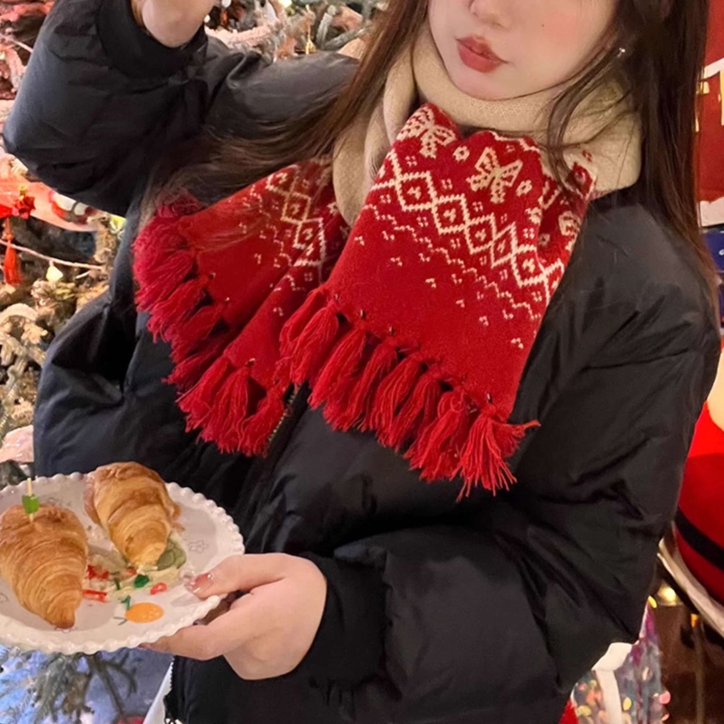 【ぬくもりリボン編み】雪の森で出会うリボンの約束マフラー（全4色）