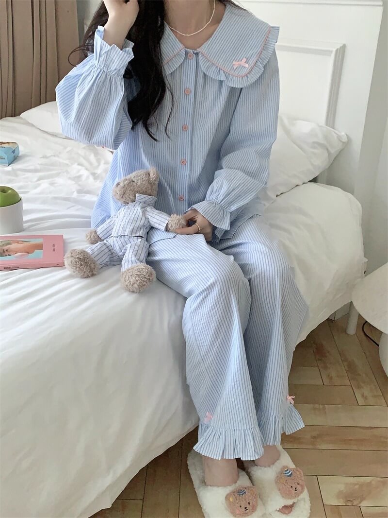 【2点セット】星降る夜のストライプルームウェア（全2色）