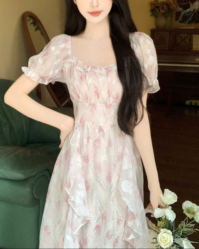 《選べる2カラー》夢咲く庭園のプリンセスワンピース（全2色）