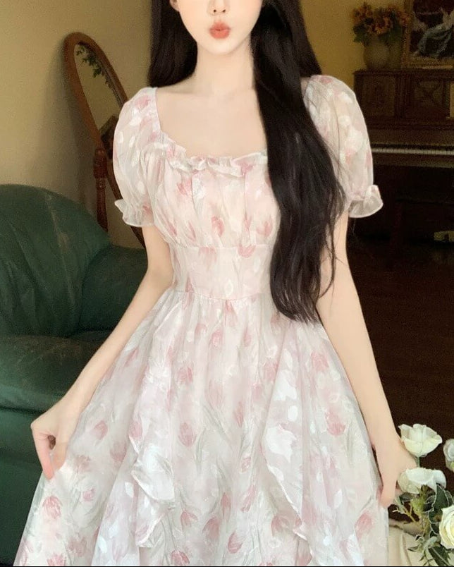 《選べる2カラー》夢咲く庭園のプリンセスワンピース（全2色）