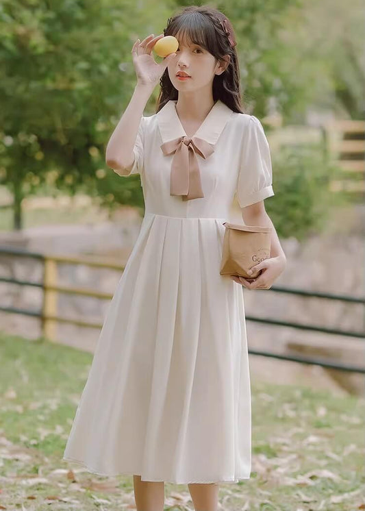 《選べるリボンカラー》風にほどける午後のリボンワンピース（全2色）