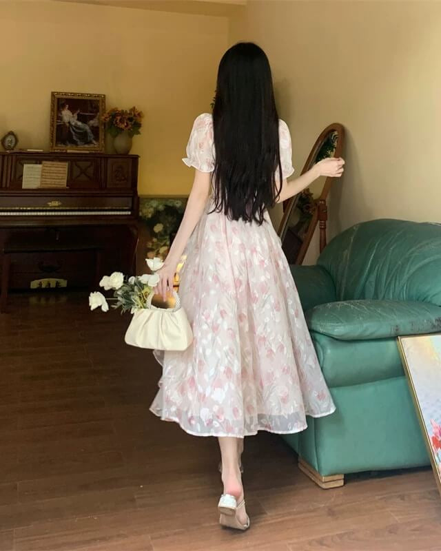 《選べる2カラー》夢咲く庭園のプリンセスワンピース（全2色）