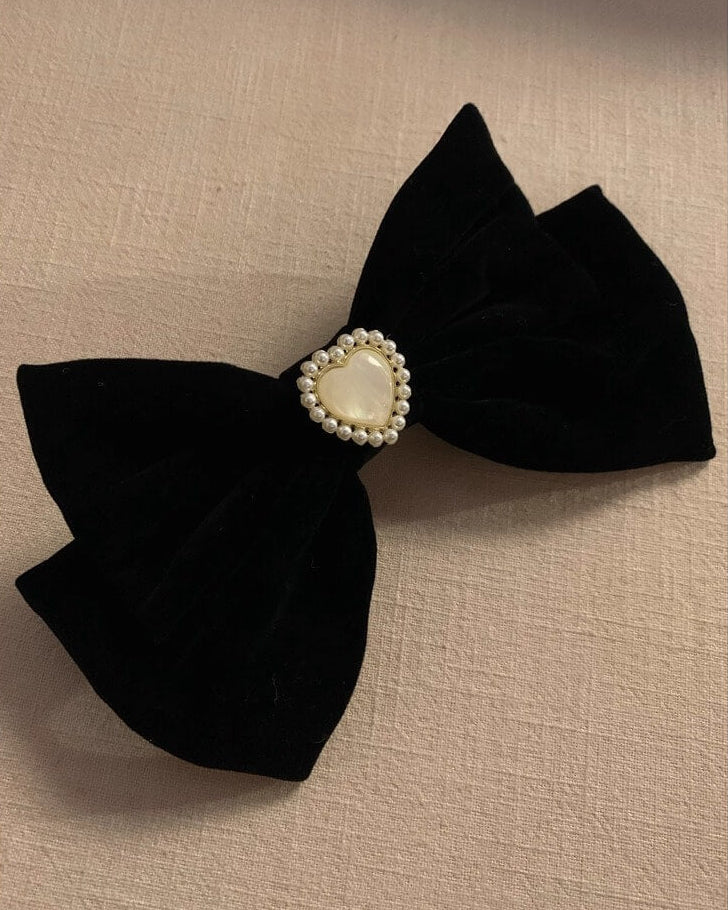 漆黒のときめきハートリボンバレッタ