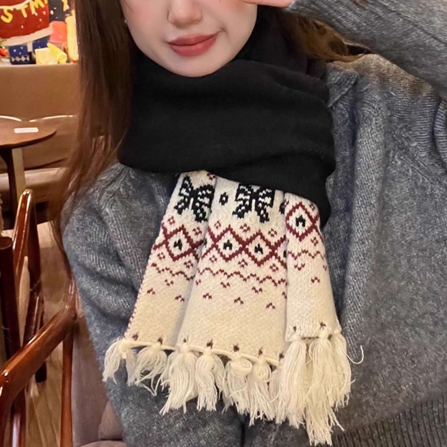 【ぬくもりリボン編み】雪の森で出会うリボンの約束マフラー（全4色）