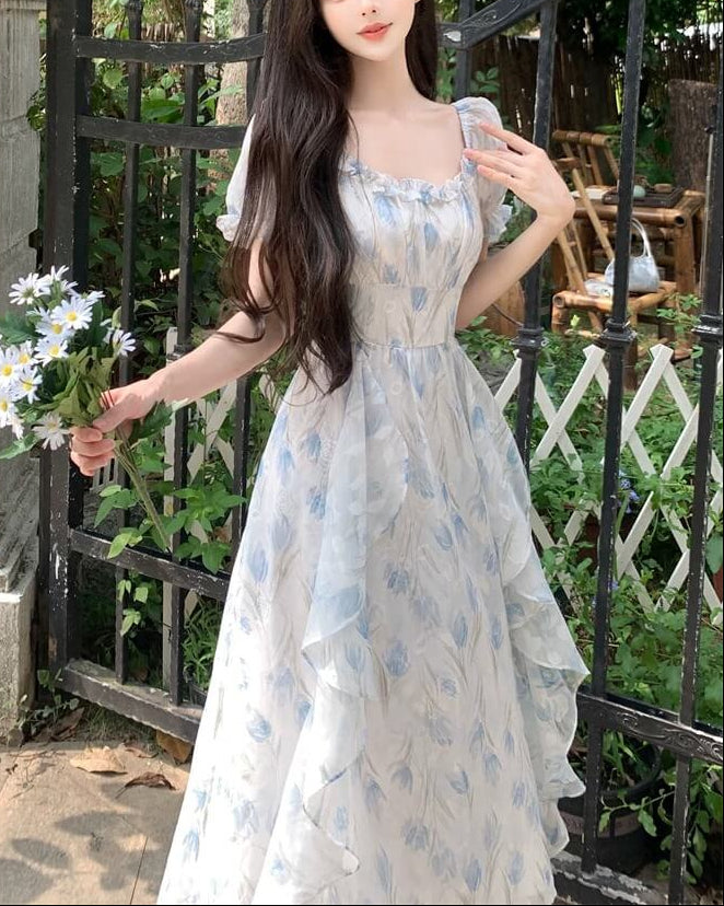 《選べる2カラー》夢咲く庭園のプリンセスワンピース（全2色）