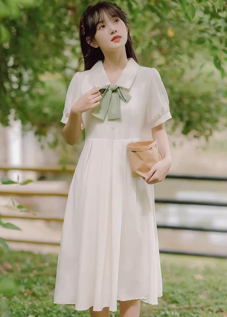 《選べるリボンカラー》風にほどける午後のリボンワンピース（全2色）
