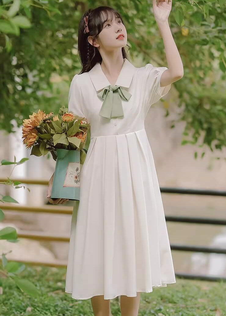 《選べるリボンカラー》風にほどける午後のリボンワンピース（全2色）