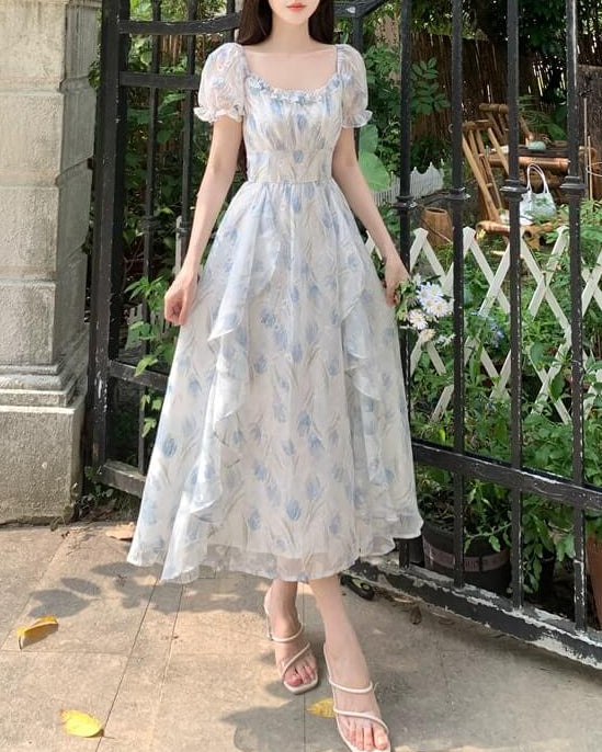 《選べる2カラー》夢咲く庭園のプリンセスワンピース（全2色）