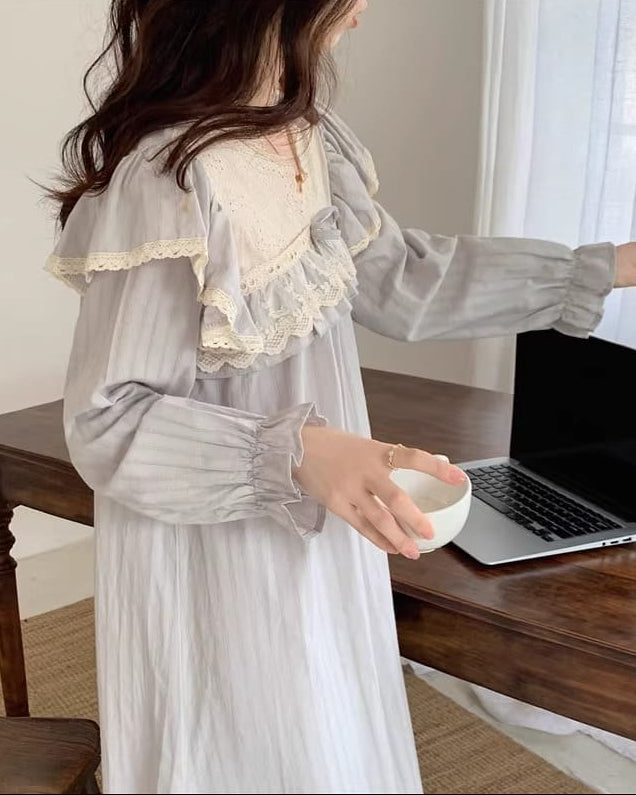 【選べる2タイプ】月明かりのレースと夢語りルームウェア（全2色）