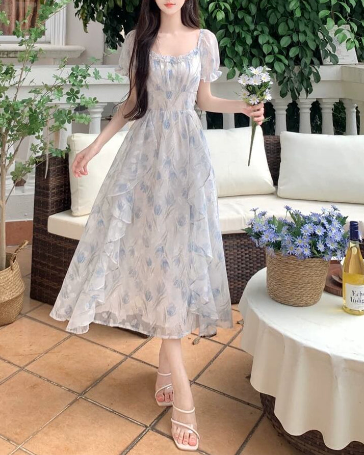 《選べる2カラー》夢咲く庭園のプリンセスワンピース（全2色）