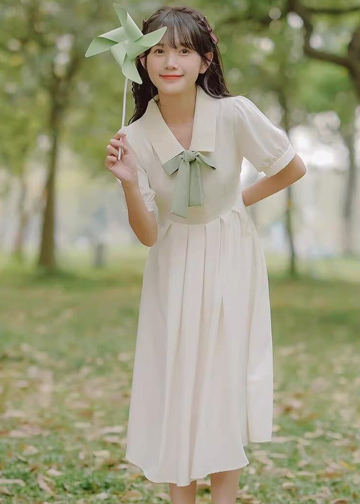 《選べるリボンカラー》風にほどける午後のリボンワンピース（全2色）