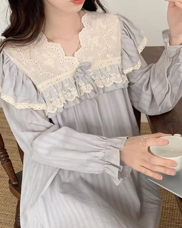 【選べる2タイプ】月明かりのレースと夢語りルームウェア（全2色）