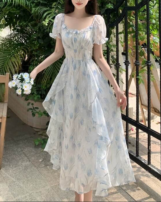 《選べる2カラー》夢咲く庭園のプリンセスワンピース（全2色）