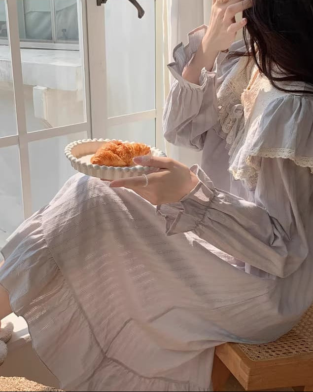 【選べる2タイプ】月明かりのレースと夢語りルームウェア（全2色）